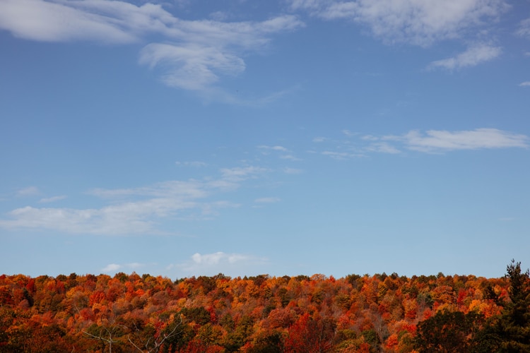 A beautiful fall skyline of the Pocono Mountains from Serenite Private Members Club